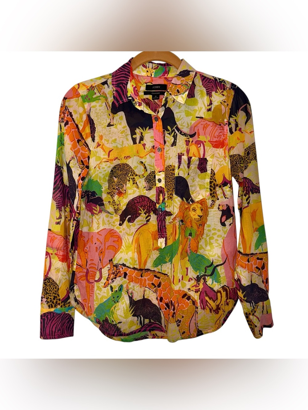 J. Crew Multicolor Safari Animal Print Button-Up Shirt Size 0